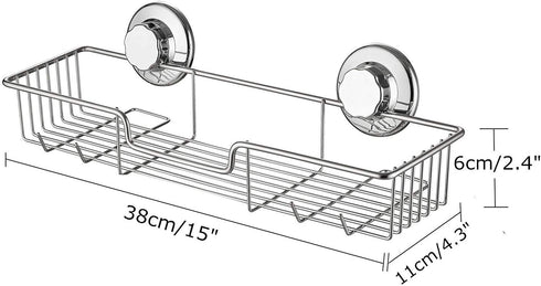 iPEGTOP L-4 Strong Suction Cup Shower Caddy Bath Shelf Storage, Combo Organizer Basket for Shampoo, Soap, Conditioner, Razor Bathroom Accessories - Rustproof Stainless Steel, Chrome