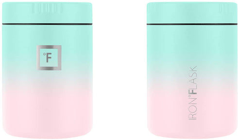 IRON °FLASK Food Jar - 16 Oz, Foldable Spoon, Leak Proof, Vacuum Insulated Thermo, Stainless Steel, Storage Lunch, Container, Canteen, Double Walled, Portable Food Bowl