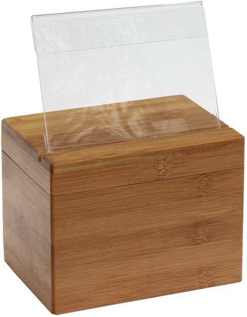 Oceanstar Bamboo Recipe Box with Divider, Natural, 6.80" W x 4.90" D x 5.10" H