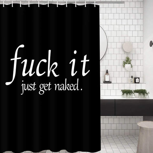 Bathroom Shower Curtain Black and White Funny Quotes Shower Curtains Durable Fabric Bath Curtain Waterproof Bathroom Curtain with 12 Hooks (Black, 72" L — 72" W)