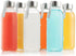 glass bottles 6 Pack 16oz - glass drinking bottles for Beverage and Juice - water bottle glass with stainless Steel Caps with Carrying Loop - Leak-Proof Lid
