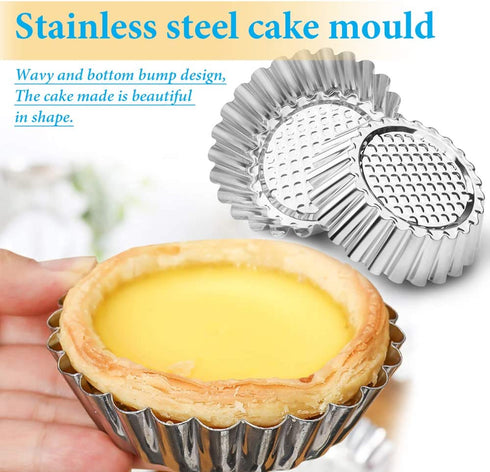 Amytalk 20 Packs Cupcake Mold, 3.8inch Stainless Steel Mini Pie Tartlet Cupcake Cake Muffin Mold Tin Pan Baking Tool