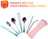 Reusable Travel Utensils Cutlery Set with Case, YIMICOO Stainless Steel Portable Flatware Set Silverware Set for Camping Picnic Office or School Lunch (Pink)