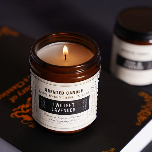 2 Pack Aromatherapy Amber Jar Candle, Sandalwood Rose and Lavender, Rustic Home Decor Scented Candles, Natural Soy Candles for Home Scented, Ideal Gifts for Mom
