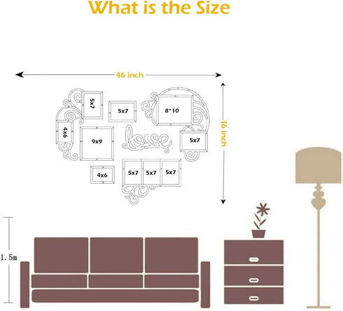 CrazyDeal Family Collage Picture Frames 3D DIY Wall Decals Decor Art Stickers Pictures Decorations for Living Room Bedroom Kids Dinning Modern Room