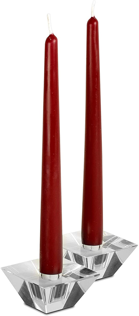 12 Pack Tall Taper Candles - 10 Inch Burgundy Dripless, Unscented Dinner Candle - Paraffin Wax with Cotton Wicks - 8 Hour Burn Time