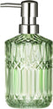 TISUZXCV Diamond Design 12 Oz Green Glass Soap Dispenser,Refillable Lotion Soap Dispenser for Bathroom, Kitchen, Hand Soap, Dish Soap ,Shampoo , Ideal for Bathroom Countertop. (Clear Green)