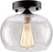Semi-Flush Mount Ceiling Light Glass Shade Ceramic Holder Industrial Island Modern Lighting Fixture Indoor for Living & Dining Room Entryway Loft (Bulb Not Included) (Clear)