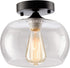 Semi-Flush Mount Ceiling Light Glass Shade Ceramic Holder Industrial Island Modern Lighting Fixture Indoor for Living & Dining Room Entryway Loft (Bulb Not Included) (Clear)