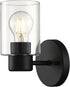 Westinghouse Lighting 6115500 Sylvestre Transitional One-Light Indoor Wall Light Fixture, Matte Black Finish, Clear Glass