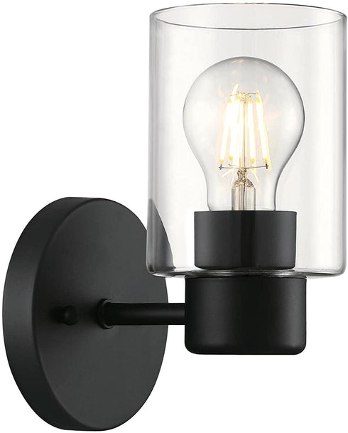 Westinghouse Lighting 6115500 Sylvestre Transitional One-Light Indoor Wall Light Fixture, Matte Black Finish, Clear Glass
