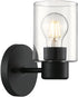 Westinghouse Lighting 6115500 Sylvestre Transitional One-Light Indoor Wall Light Fixture, Matte Black Finish, Clear Glass