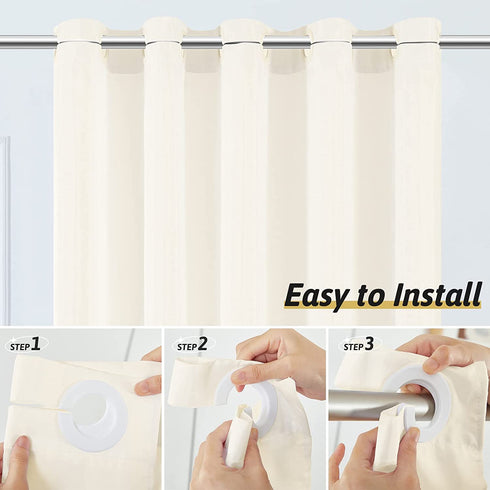 Furlinic Fabric Shower Curtain Liner Extra Width 108 Inch Ringless Waterproof Curtains for Bathroom Stall RV Hotel with Plastic Grommet Hooks and Weighted Hem,Beige,108x72 Inch
