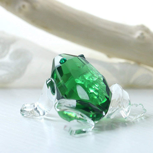H&D HYALINE & DORA Small Crystal Frog Figurine Collection Paperweight Table Centerpiece Ornament(Green)