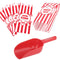 Poppy's Plastic Popcorn Scoop Bundle - 50 Bags and Plastic Popcorn Scooper, Popcorn Machine Accessories for Popcorn Bars, Movie Nights, Concessions