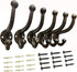 Rustic Brown Cast Iron Hooks,Antique Old Shabby Chic Cast Iron Hooks, Wall Mounted Hooks (Set of 6) Ymaiss Vintage Inspired Coats, Bags, Hats, Towels,Matching Screws Included