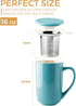 AmorArc Ceramic Tea Mug,16Oz Tea Cup with Infuser and Lid, Tea Strainer Cups with Tea Bag Holder for Loose Leaf Tea, Tea Steeping Mug for Tea/Coffee/Milk with well-wrapped Gift box -Turquoise