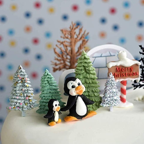 KUXSE 2 Pcs/Set Christmas Tree Fondant Cake Silicone Mold,Xmas Birthday Party DIY Cake Decorating for Chocolate,Fondant,Candy,Sugarcraft,Cupcake Topper,Pastry,Polymer Clay,Gumpaste,Baking