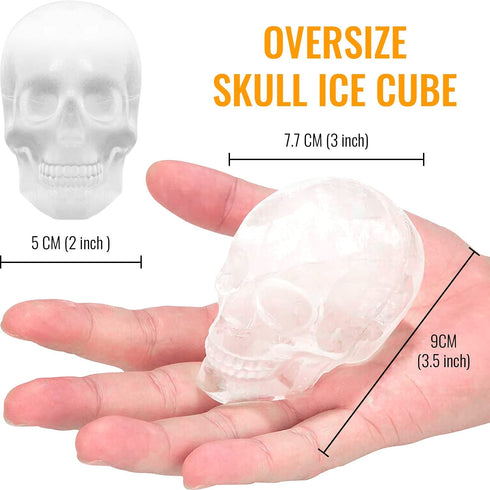 HAVOER Extra Large 3D Skull Ice Cube Mold - Flexible Silicone Skull Ice Maker Mold for Whiskey - 4 Cavity Skull Ice Cube Tray with Funnel - Skull Mold for Baking, Chocolate, Candy and Resin