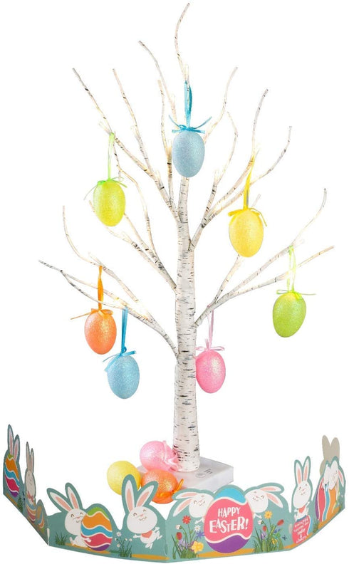 Vanthylit LED Easter Birch Tree Lights with Eggs Battery Powered Centerpiece Decoration Tabletop Tree Light for Home Wedding Holiday