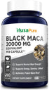 Black Maca Root 20,000 mg 180 Veggie Capsules (Vegan, Non-GMO, Gluten-Free) Max Strength,40:1 Extract