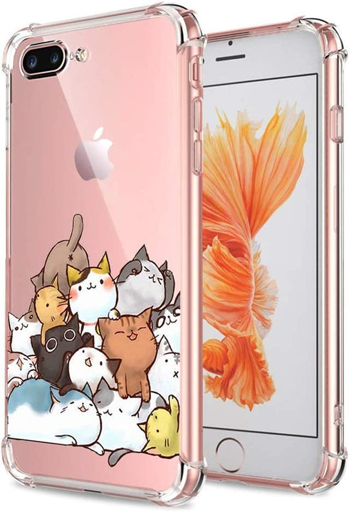 iPhone 7 Plus 8 Plus Case Cat Clear with Design Cute & Funny Cat Pattern Bumper Protective Case for Apple iPhone 7 Plus 8 Plus 5.5 Inch Gel Flexible TPU Silicone Shockproof Pet Pile Kitty Cats Cover