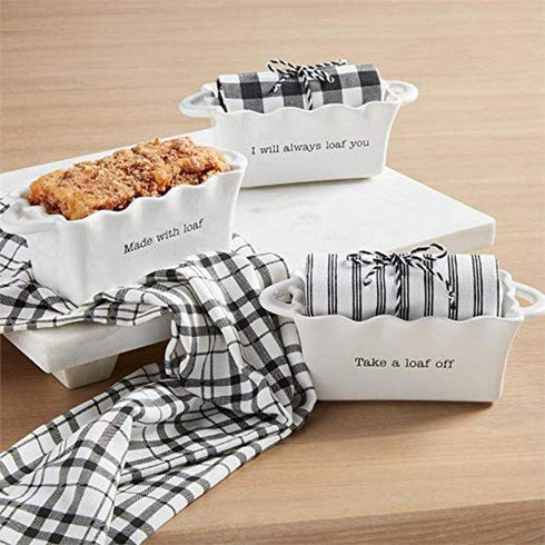 Mud Pie Always Circa Mini LOAF W Towel, Baker 2 1/2" x 7" x 3" 26" x 18"