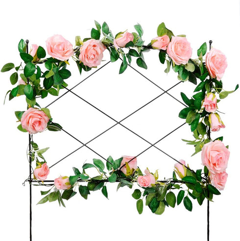 Meiliy 4 Pack 6.6 FT Fake Rose Vine Flowers Plants Artificial Flower Home Hotel Office Wedding Party Garden Craft Art Decor (Blush Pink Rose Garland 4 PCS)