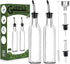 Gusnilo Olive Oil Dispenser, Oil Vinegar Cruet, Square Tall Glass Bottle W/Stainless Steel Pourer Spout SET OF 2-8 Oz(Ounce)