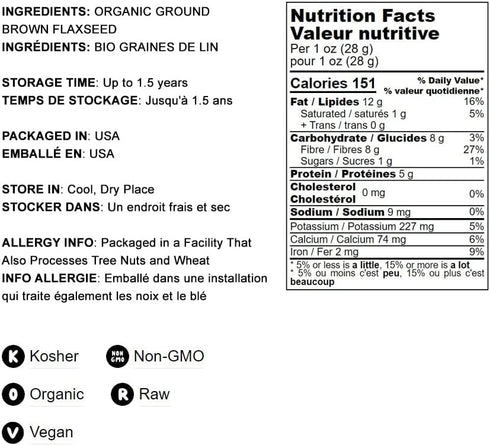 Organic Brown Flaxseed Meal, 8 Ounces – Non-GMO, Kosher, Cold-Milled from Raw Whole Seeds, Pure Powder, Vegan Superfood, Bulk, Rich in Omega-3 Ground Flax, Keto Friendly, Product of the USA
