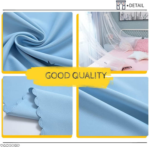 Yancorp Room Darkening Curtains for Nursery Girls Kids Bedroom Blue Star-Cutout and Sheer Curtains 63 inches Long Grommet Layered Window Curtain Panel(Blue-Star Cutout, W52 X L63)