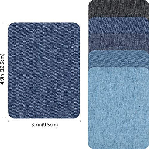 Boao Iron on Patches Iron on Denim Patches Repair Kit for Clothes, Jeans, Jackets, Large Size, 4.9 Inch, Denim Cloth(15 Pieces)