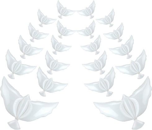 Sumind 24 Pieces White Peace Dove Balloons White Memorial Balloons Dove Foil Balloons Pigeon Bird Balloons Ceremonies Party Decorations for Wedding Funeral Birthday Engagement Party