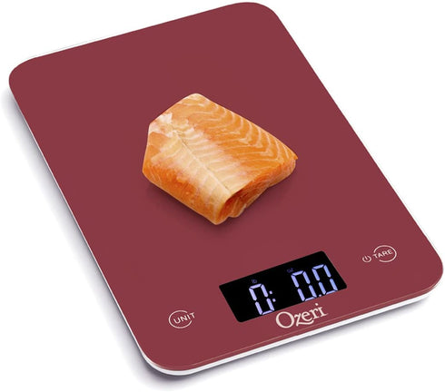 Ozeri Touch Professional Tempered Glass Digital Kitchen Scale, Red Engine