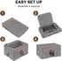 TOUCH-RICH Storage Bins Foldable with Window & Carry Handles Linen Fabric Collapsible Storage Boxes Organizer Set Stackable Containers for Home Bedroom Office Closet Nursery (Gray)