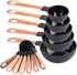 COOK WITH COLOR Measuring Cups Set - 12 PC. Plastic Nesting Kitchen Measuring Set and Spoons with Copper Coated Stainless Steel Handles - Liquid Measuring Cup Set - Dry Measuring Cup Set (Black)