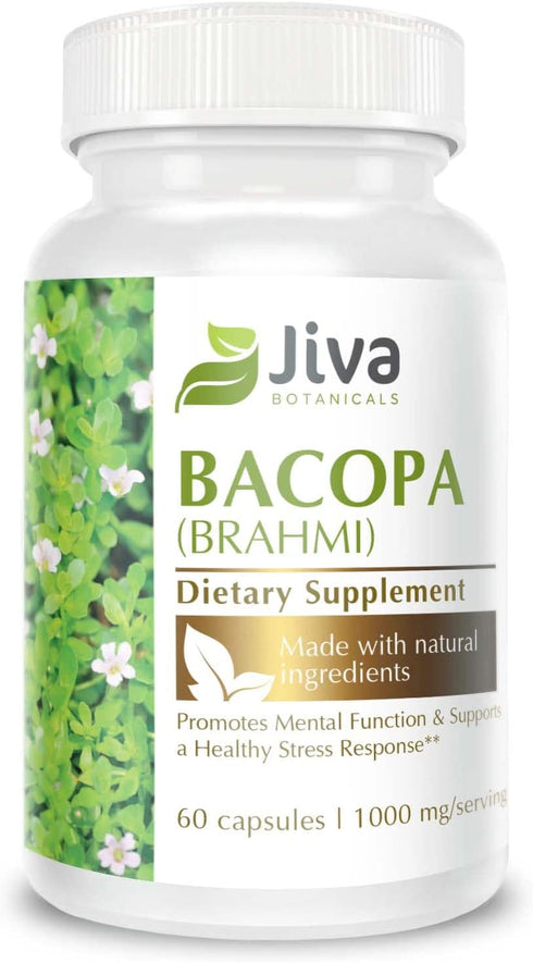 Jiva Botanicals - Bacopa Monnieri Capsules - Brahmi Capsules - Bacopa Extract Capsules - Bacopa Capsules - Bacopa Monnieri Extract - Bacopa 300mg - Bacopa Supplement & Brahmi Supplement - 60 Capsules