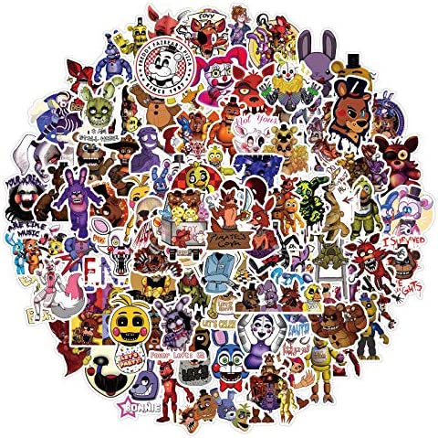 100pcs Five Nights at Freddy's Vinyl Skateboard Guitar Travel Case Sticker Door Laptop Luggage Car Bike Bicycle Stickers (Five Nights at Freddy's)