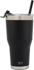 Simple Modern Cruiser Tumbler with Clear Flip Lid and Straw - Insulated Travel Mug Stainless Steel Water Bottle 30 Ounce - Midnight Black