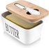 AISBUGUR Large Butter Dish with Lid Ceramics Butter Keeper Container with Knife and High- quality Silicone Sealing Butter Dishes with Covers Good Kitchen Gift White
