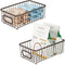 mDesign Farmhouse Decor Metal Wire Food Storage Organizer, Bin Basket for Kitchen, Pantry, Bathroom, Laundry Room, Closets, Garage - High - Small, 2 Pack - Bronze