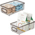 mDesign Farmhouse Decor Metal Wire Food Storage Organizer, Bin Basket for Kitchen, Pantry, Bathroom, Laundry Room, Closets, Garage - High - Small, 2 Pack - Bronze