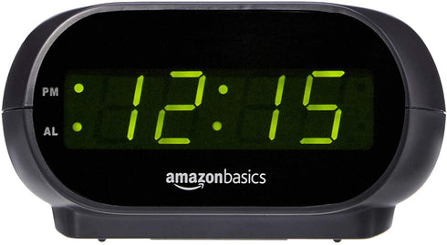 Amazon Basics Small Digital Alarm Clock with LED Display, Nightlight and Battery Backup - 4.5 x 3.5 x 2.4 Inches