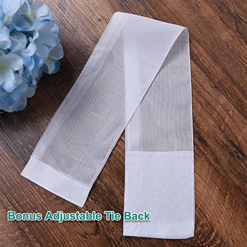 PONY DANCE Sidelight Door Sheers - Window Curtains Voile Side Light Sheers Door Panel Short Voile Drape for Glass Door with Tieback, W30 XL 40", Set of 1 Piece, White