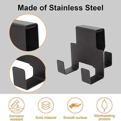 Morobor 2pcs Triple Hooks, Over Shower Glass Door Hooks for Frameless Glass Shower Door, Stainless Steel Towel Hooks Over The Bathroom Glass Wall (Black)