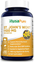 St. John's Wort 1100 mg per Serving. 180 Veggie Capsules (Vegetarian,Non-GMO & Gluten-Free) 1950 mcg Hypericin per Serving