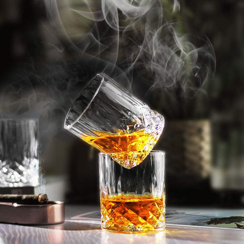 Bavel Old Fashioned Whiskey Glasses,11 OZ Scotch Glasses Set of 4,Premium Cocktail Glass,Bourbon and Scotch,Style glasses for Glassware Lover (Set of 4)