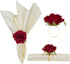 Valentine's Day Rose Napkin Rings Set of 6, Artificial Rose Napkin Rings with Gold Metal Holder Design for Wedding Party Holiday Banquet Anniversary Dining Table Settings Decor (Red Rose)