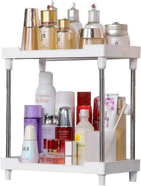 Bathroom Organizer Countertop, 2-Tire Skincare Organizers Vanity Tray Corner Shelf for Makeup Cosmetic Perfume, Multi-Functional Acrylic Organizer in Vanity Dresser Bathroom Kitchen Living Room etc.