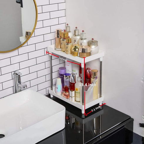 Bathroom Organizer Countertop, 2-Tire Skincare Organizers Vanity Tray Corner Shelf for Makeup Cosmetic Perfume, Multi-Functional Acrylic Organizer in Vanity Dresser Bathroom Kitchen Living Room etc.